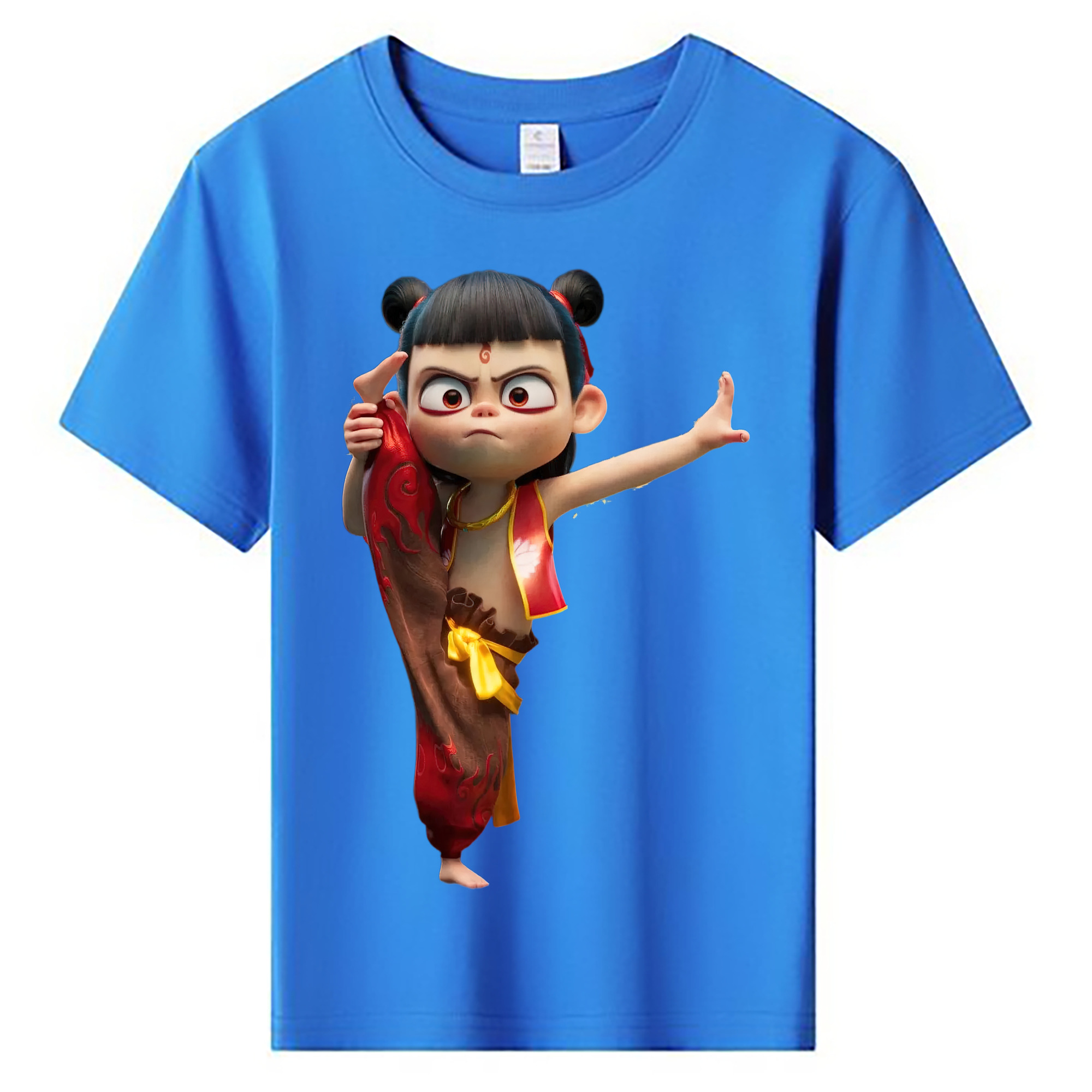 （画像用） Ne Zha 2 ナタ 魔童の大暴れ 綿100％キッズTシャツ（フロントプリント）